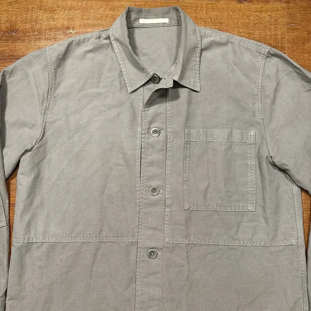 Norse Projects Kyle Overshirt Jacket Mens XL Gray Linen Cotton Layer Utility Alt